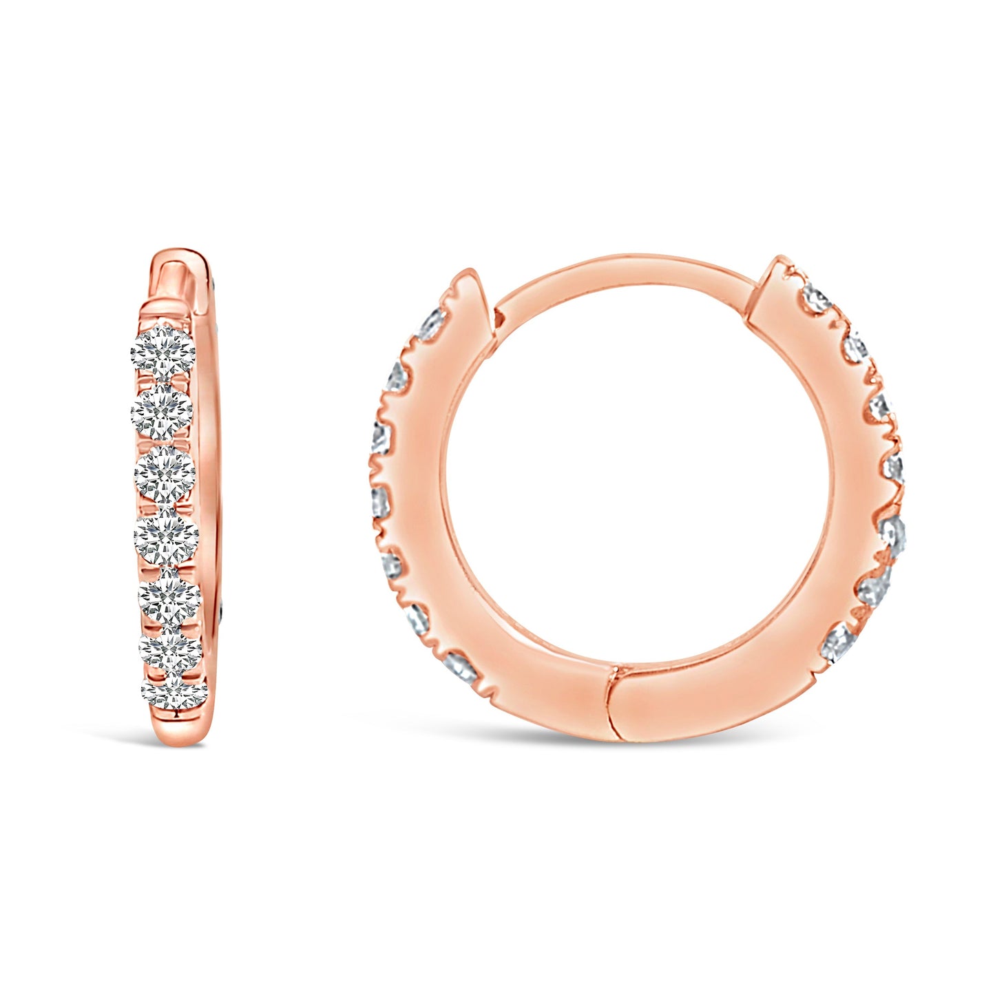 10K Rose Gold 1/4 Cttw Diamond Double Sided Huggie Hoop Earrings Bids.com