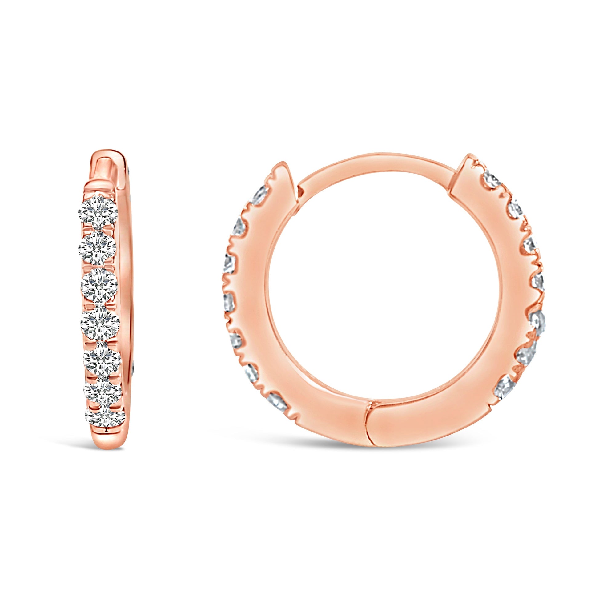 10K Rose Gold 1/4 Cttw Diamond Double Sided Huggie Hoop Earrings Bids.com