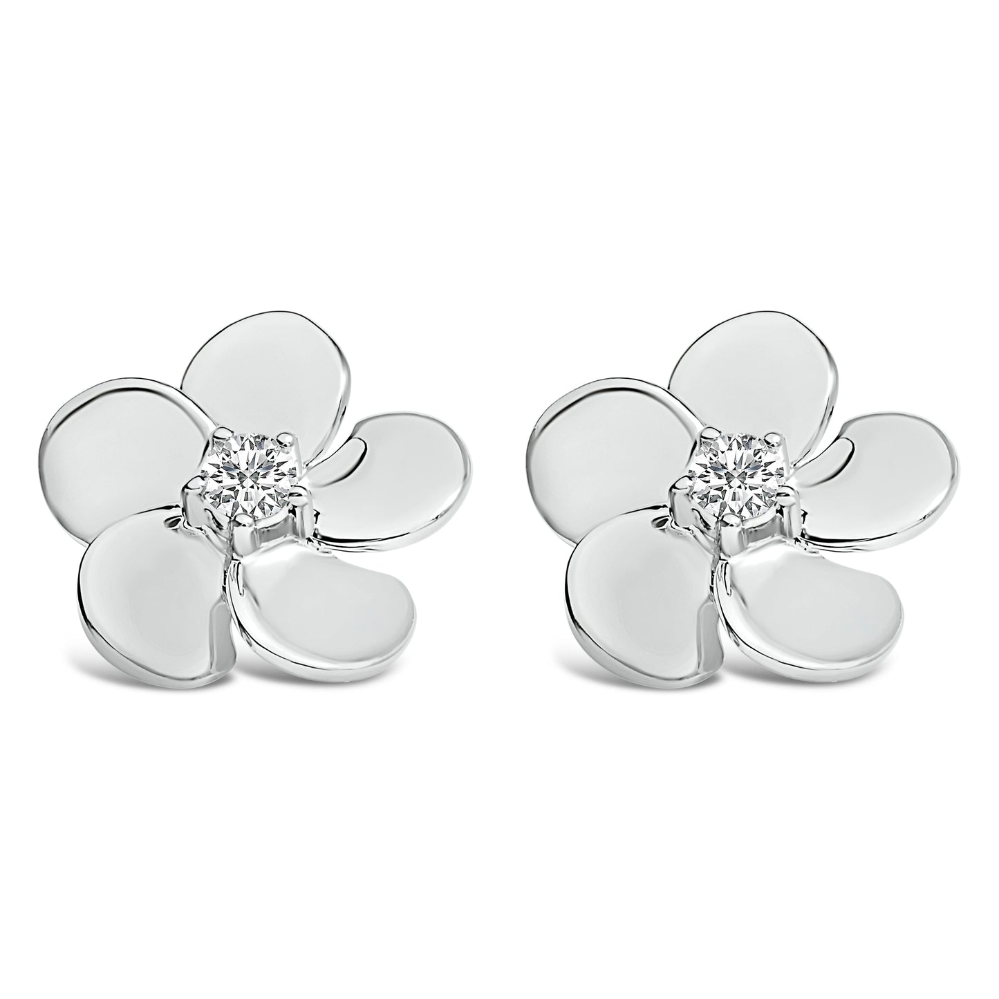 10K White Gold 1/3 Cttw Lab Grown Diamond Flower Petal Stud Earrings Bids.com