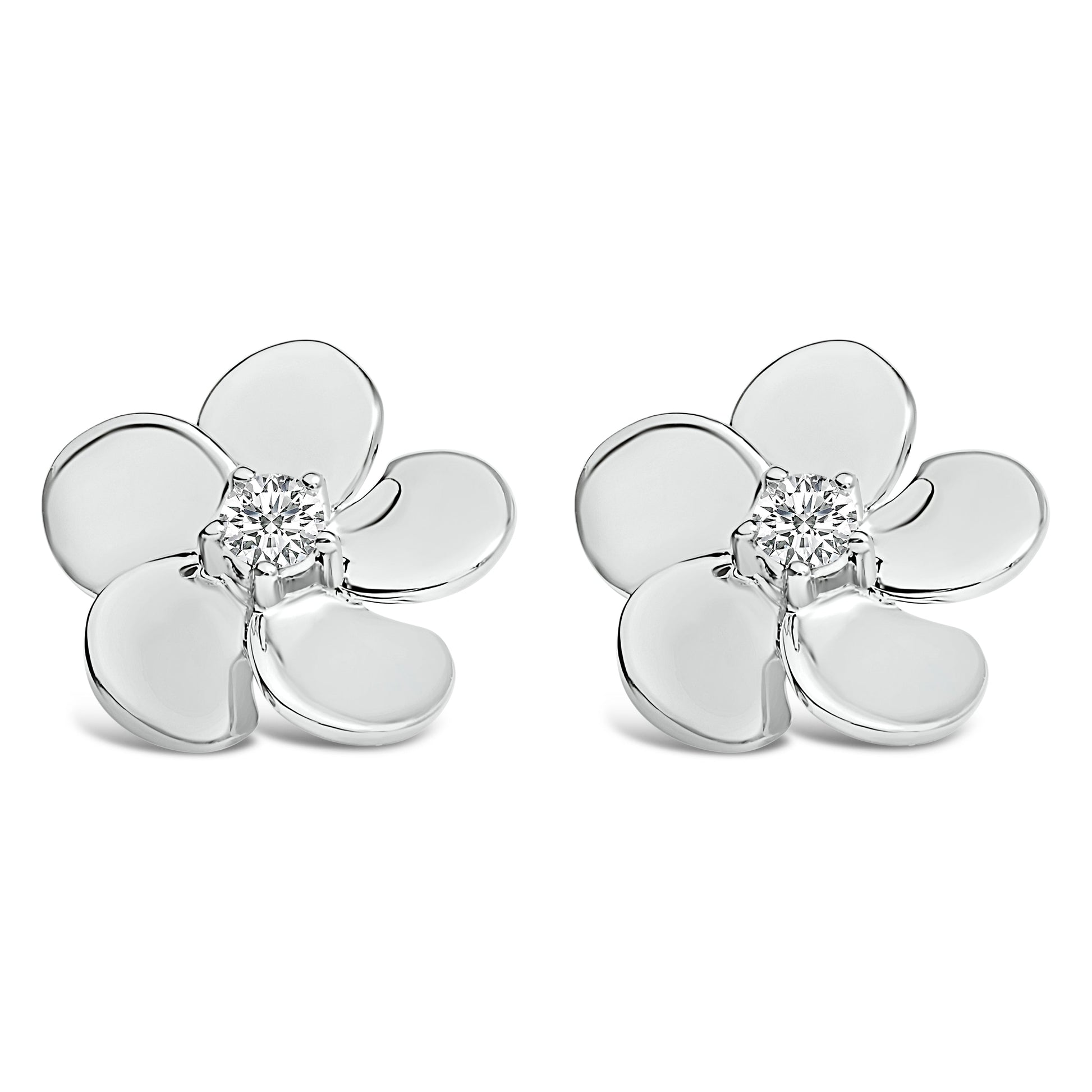 10K White Gold 1/3 Cttw Lab Grown Diamond Flower Petal Stud Earrings Bids.com