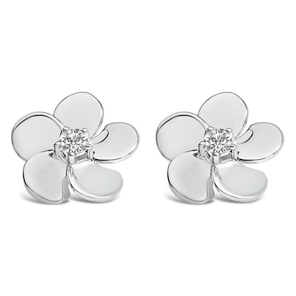 10K White Gold 1/3 Cttw Lab Grown Diamond Flower Petal Stud Earrings Bids.com