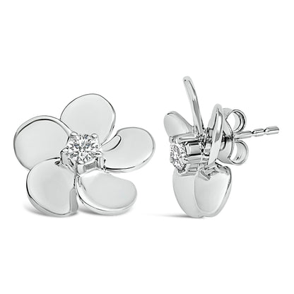 10K White Gold 1/3 Cttw Lab Grown Diamond Flower Petal Stud Earrings Bids.com