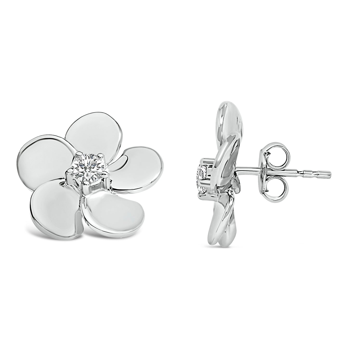 10K White Gold 1/3 Cttw Lab Grown Diamond Flower Petal Stud Earrings Bids.com