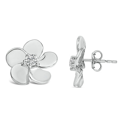 10K White Gold 1/3 Cttw Lab Grown Diamond Flower Petal Stud Earrings Bids.com