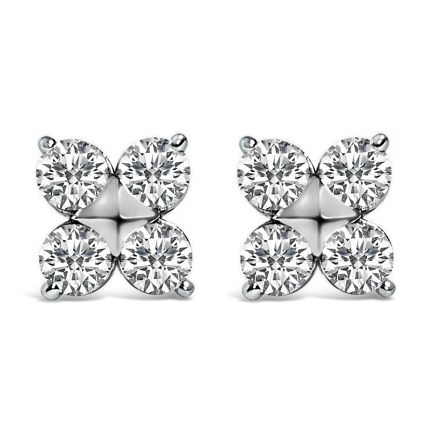 10K White Gold 1/2 Cttw Lab Grown Diamond Snowflake Stud Earrings Bids.com