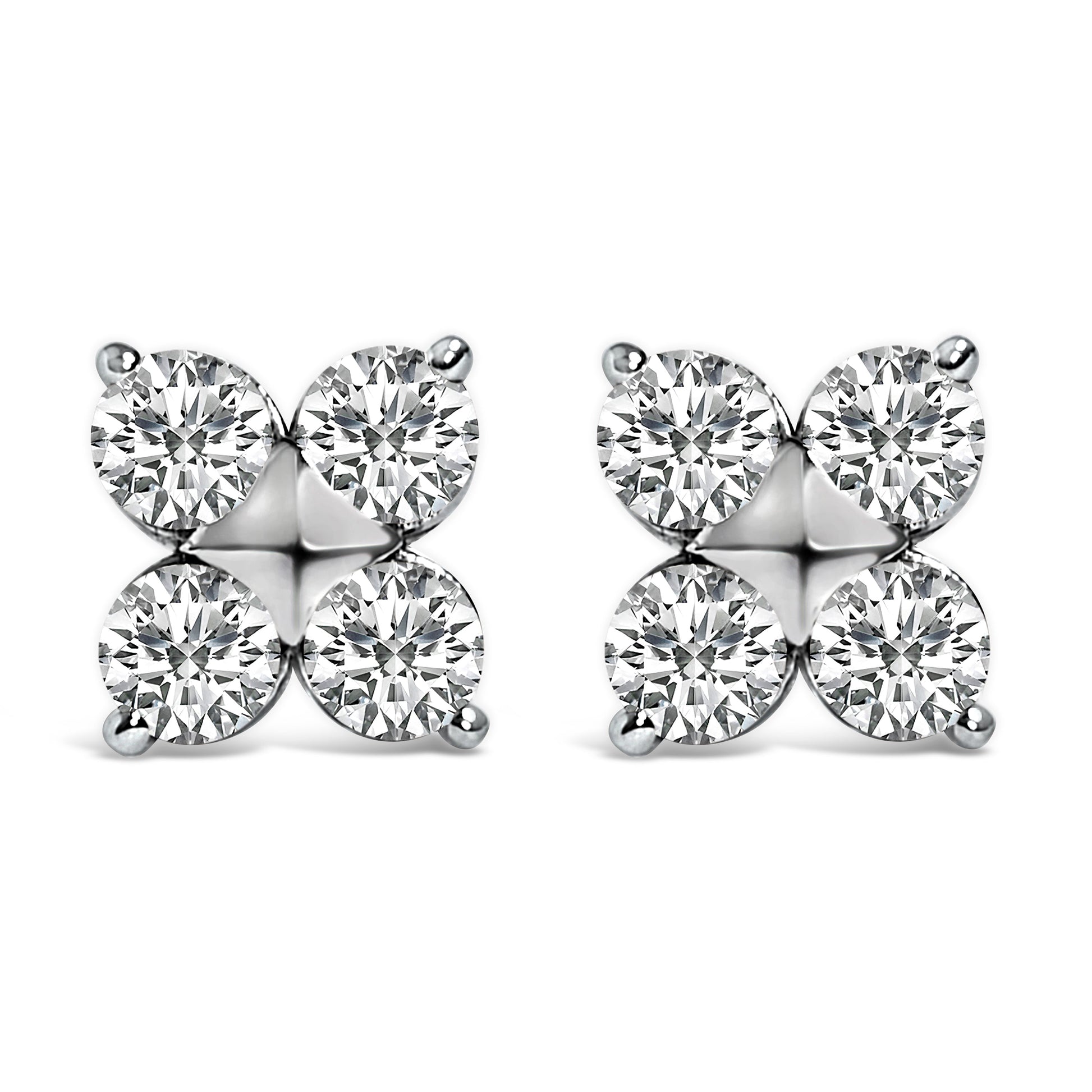 10K White Gold 1/2 Cttw Lab Grown Diamond Snowflake Stud Earrings Bids.com