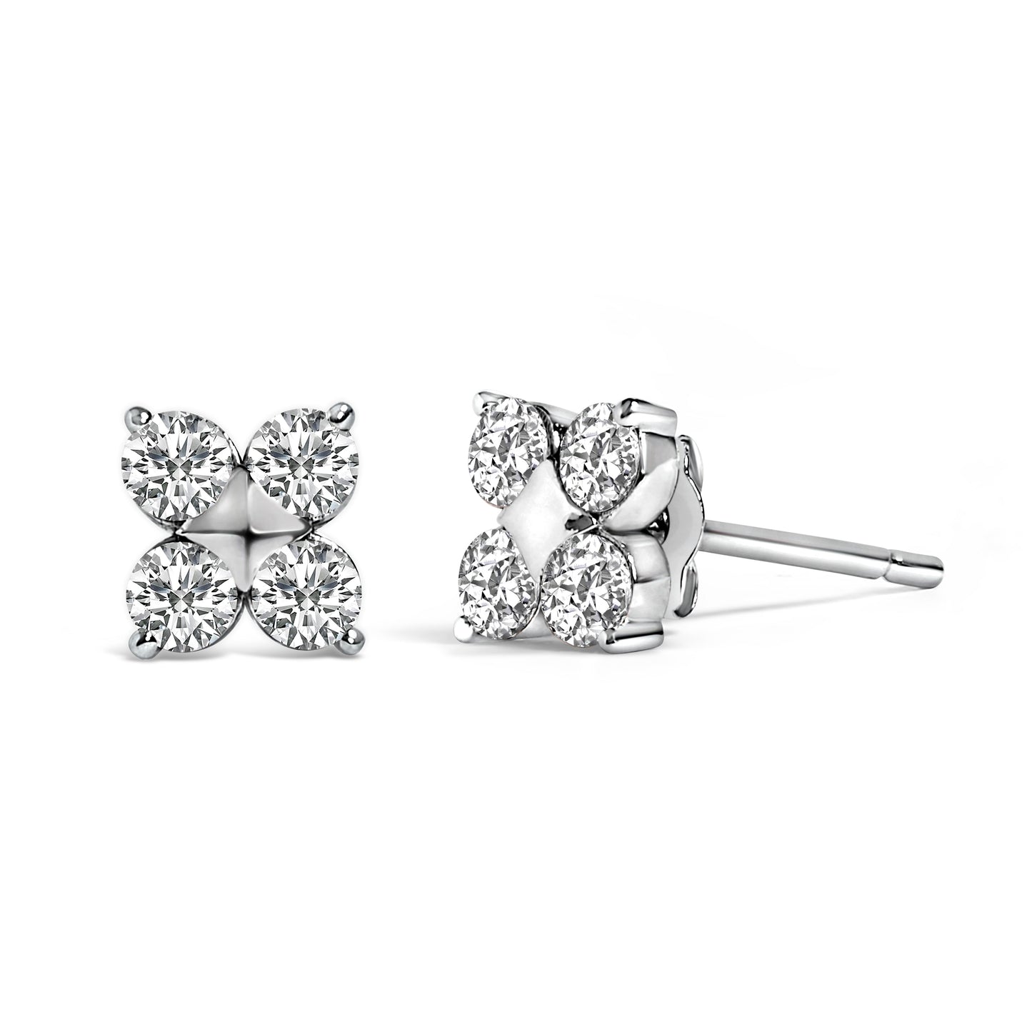 10K White Gold 1/2 Cttw Lab Grown Diamond Snowflake Stud Earrings Bids.com