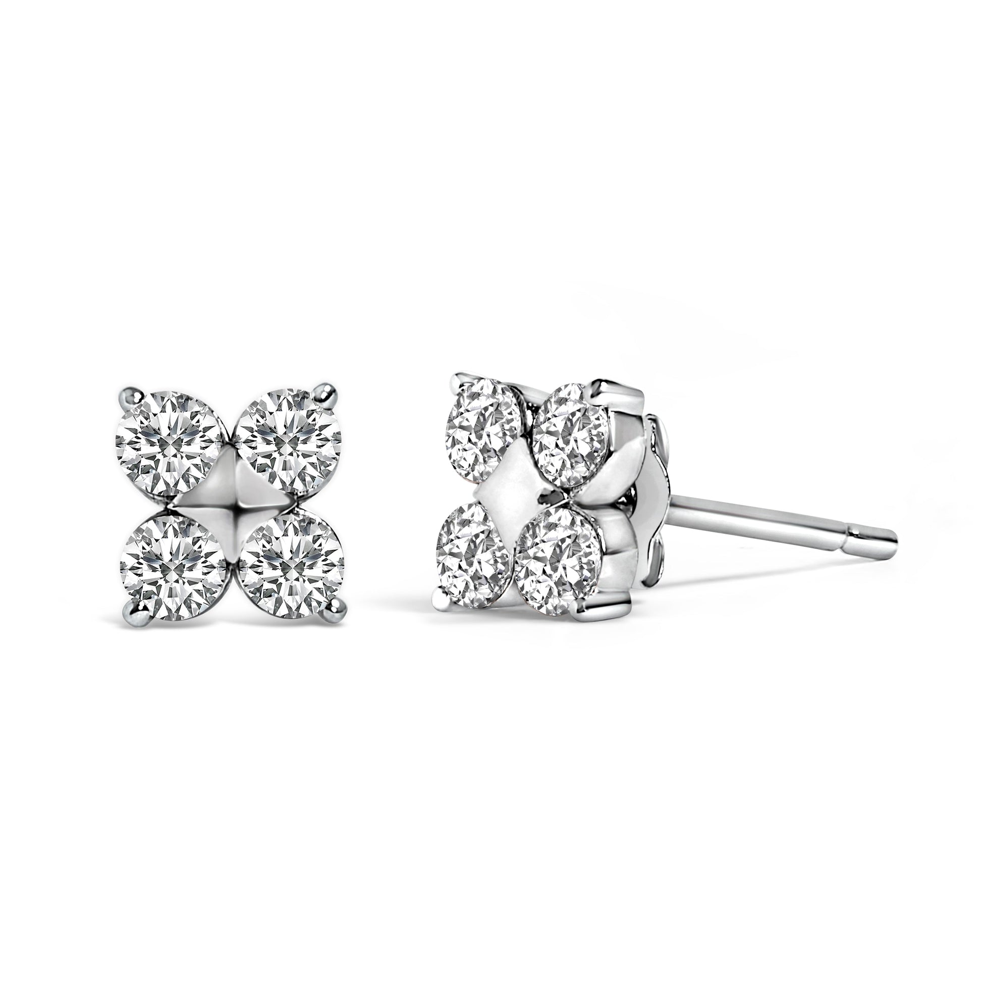 10K White Gold 1/2 Cttw Lab Grown Diamond Snowflake Stud Earrings Bids.com