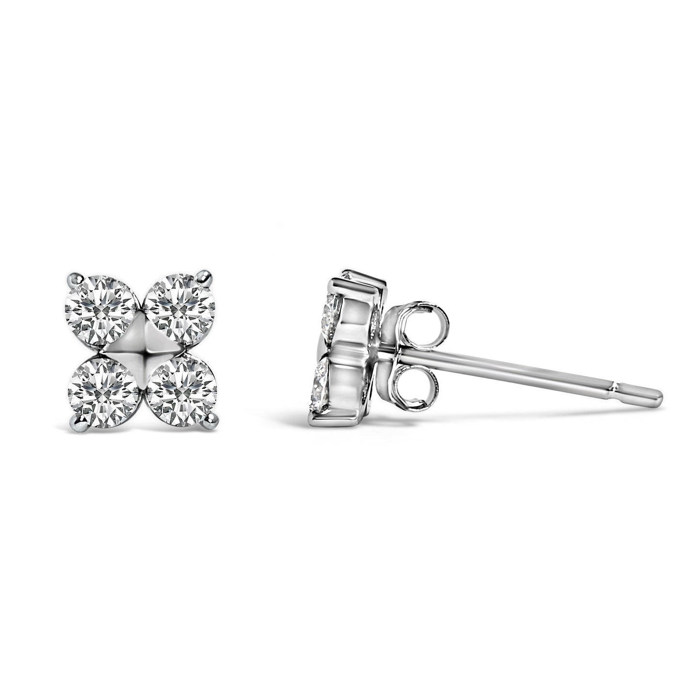 10K White Gold 1/2 Cttw Lab Grown Diamond Snowflake Stud Earrings Bids.com