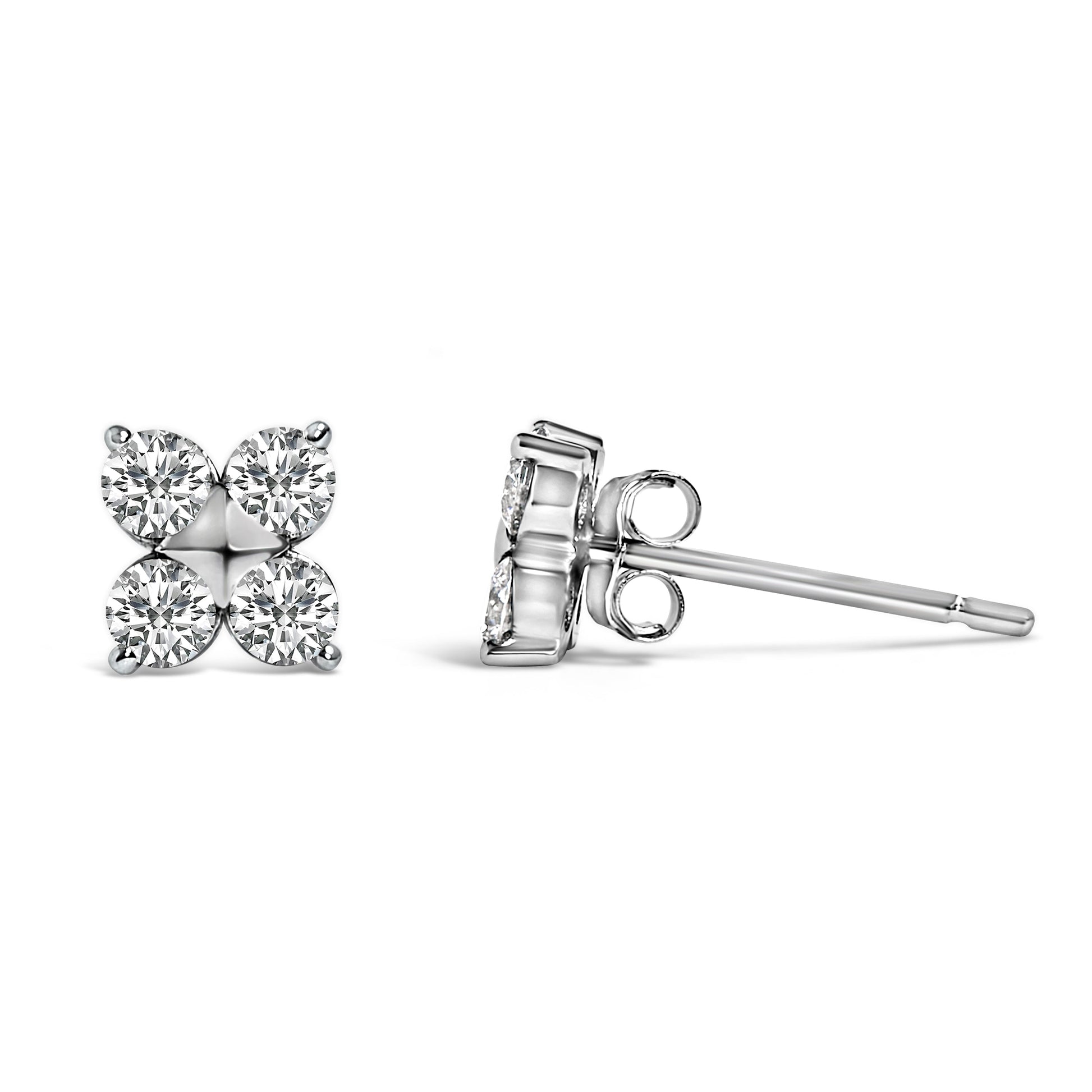 10K White Gold 1/2 Cttw Lab Grown Diamond Snowflake Stud Earrings Bids.com
