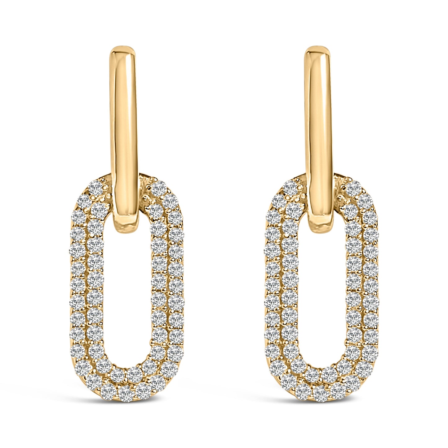 10K White Gold 1/2 Cttw Lab Grown Diamond Dangling Paperclip Drop Earrings Bids.com