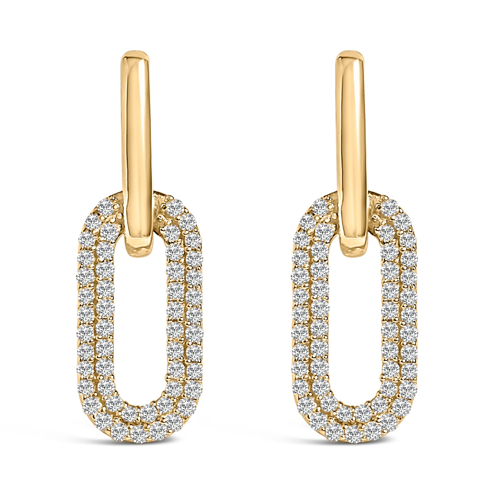 10K White Gold 1/2 Cttw Lab Grown Diamond Dangling Paperclip Drop Earrings Bids.com