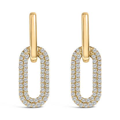 10K White Gold 1/2 Cttw Lab Grown Diamond Dangling Paperclip Drop Earrings Bids.com