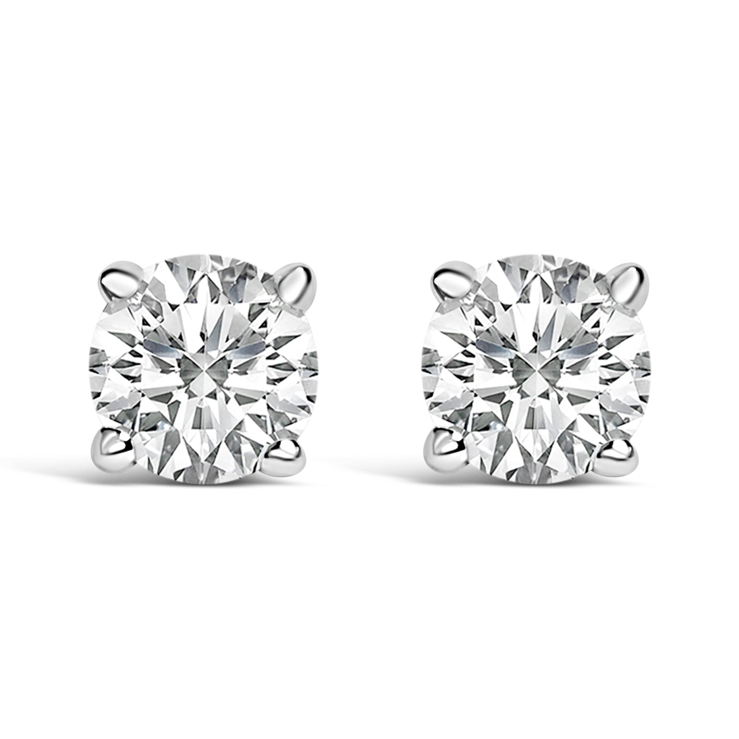 14K White Gold 1/2 Cttw Lab Grown Diamond Solitaire Stud Earrings Bids.com