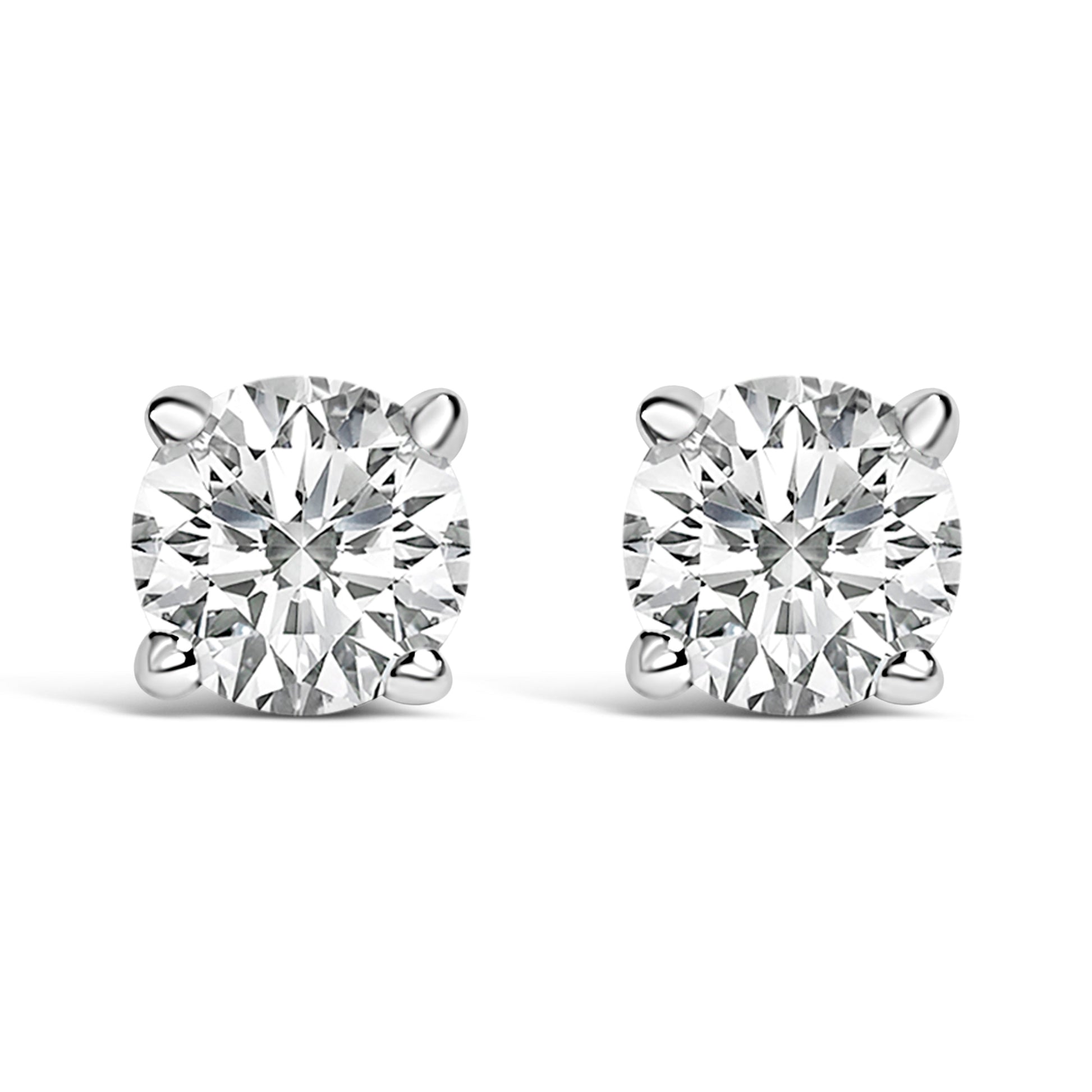 14K White Gold 1/2 Cttw Lab Grown Diamond Solitaire Stud Earrings Bids.com