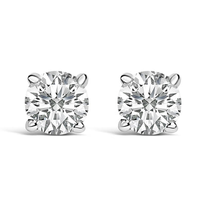 14K White Gold 1/2 Cttw Lab Grown Diamond Solitaire Stud Earrings Bids.com