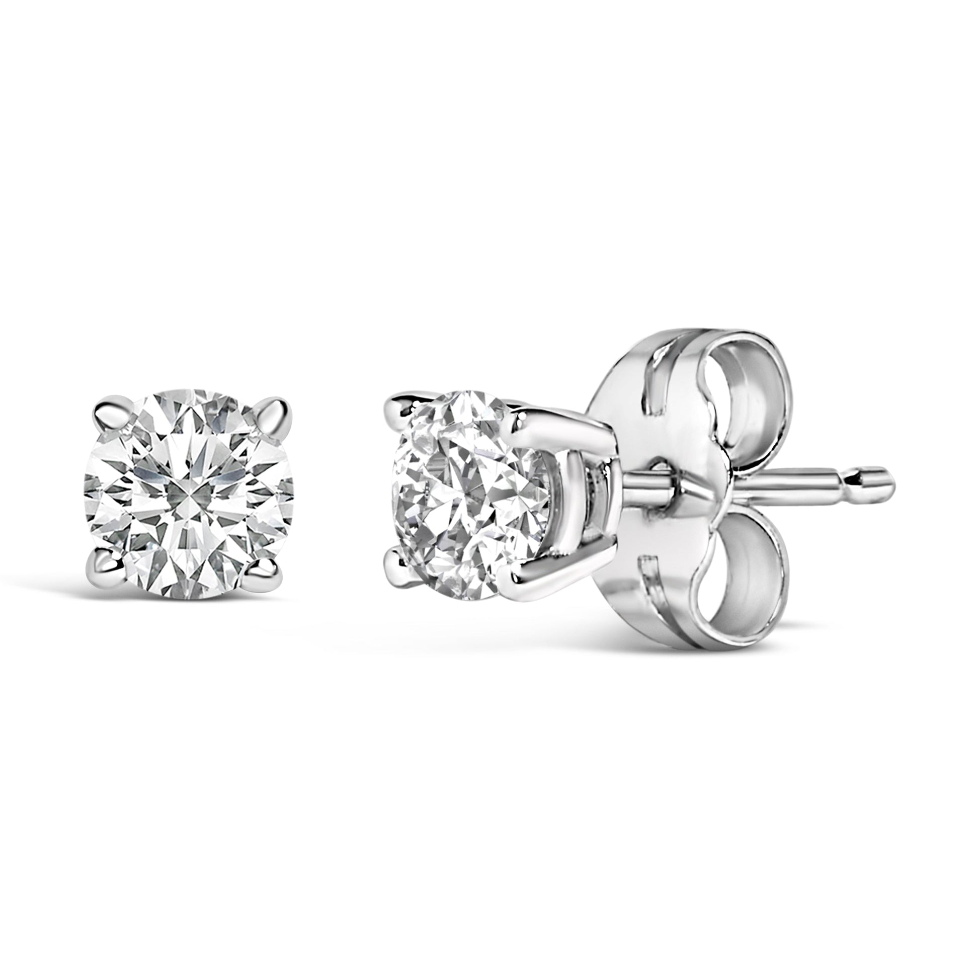 14K White Gold 1/2 Cttw Lab Grown Diamond Solitaire Stud Earrings Bids.com
