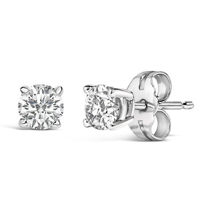14K White Gold 1/2 Cttw Lab Grown Diamond Solitaire Stud Earrings Bids.com