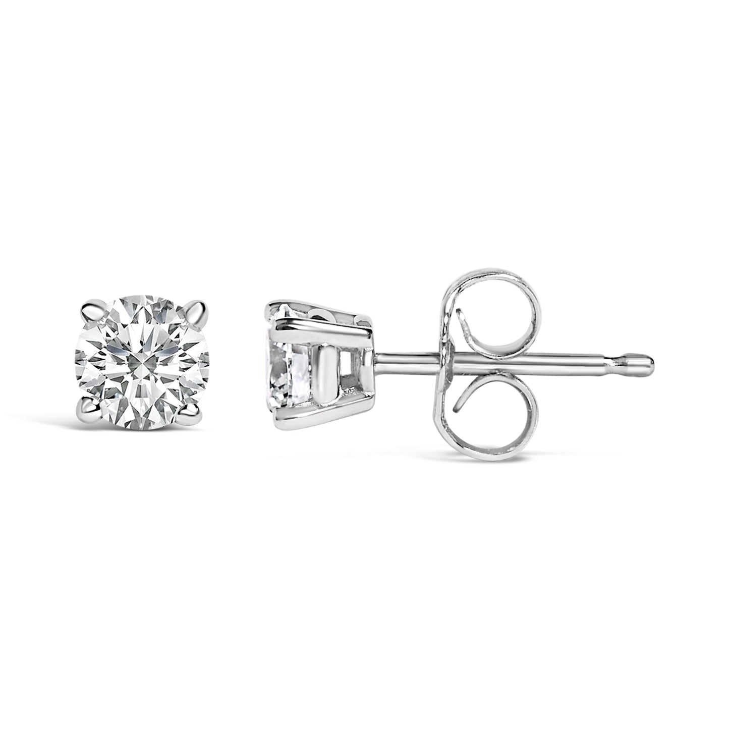 14K White Gold 1/2 Cttw Lab Grown Diamond Solitaire Stud Earrings Bids.com