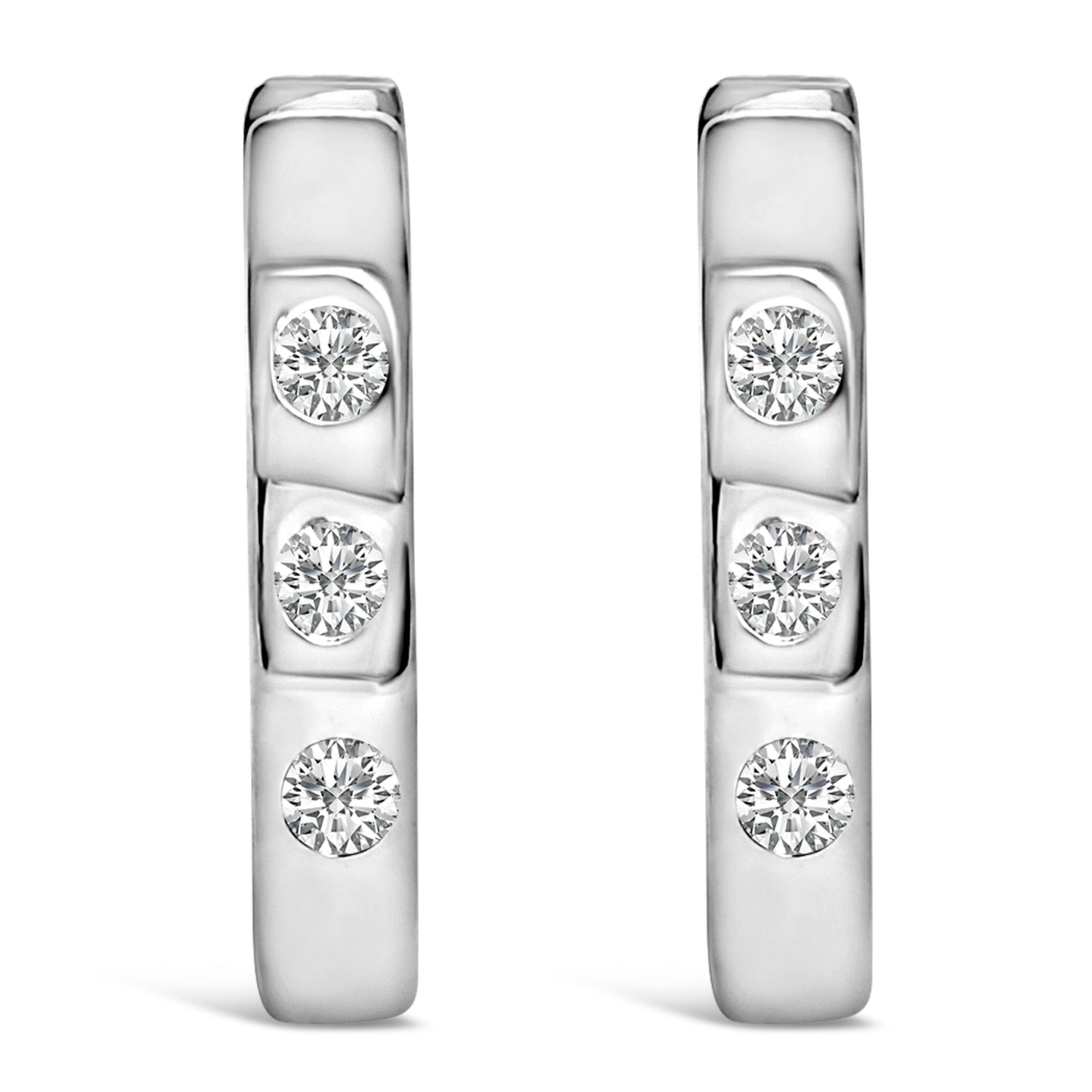 10K White Gold 1/10 Cttw Three Stone Lab Grown Diamond Oval Huggies Hoop Earrings Bids.com