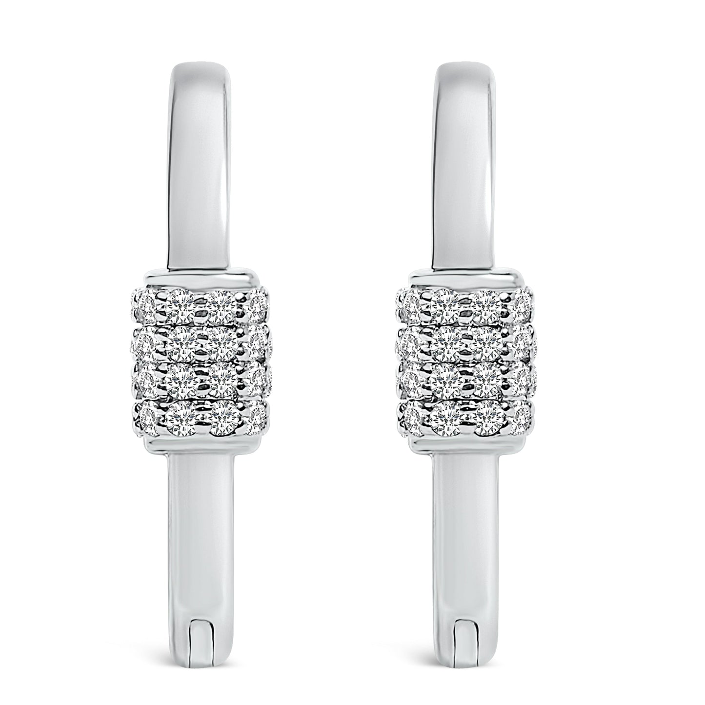 10K White Gold 3/8 Cttw Lab Grown Diamond Heart Shaped Huggie Hoop Earrings Bids.com