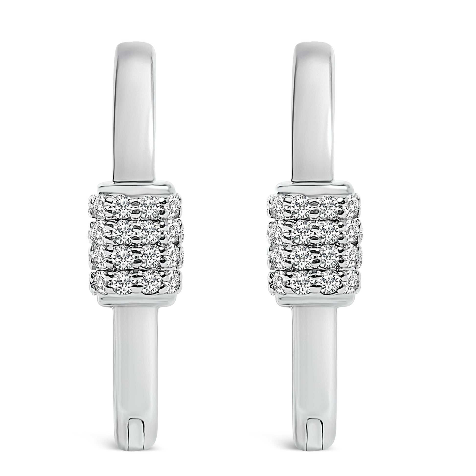 10K White Gold 3/8 Cttw Lab Grown Diamond Heart Shaped Huggie Hoop Earrings Bids.com
