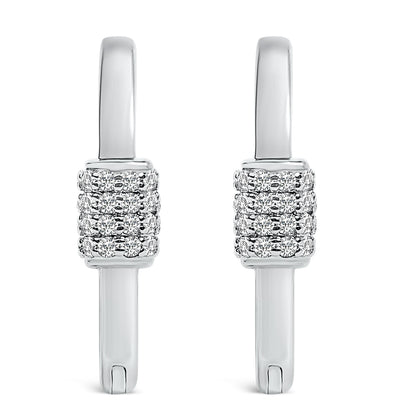 10K White Gold 3/8 Cttw Lab Grown Diamond Heart Shaped Huggie Hoop Earrings Bids.com