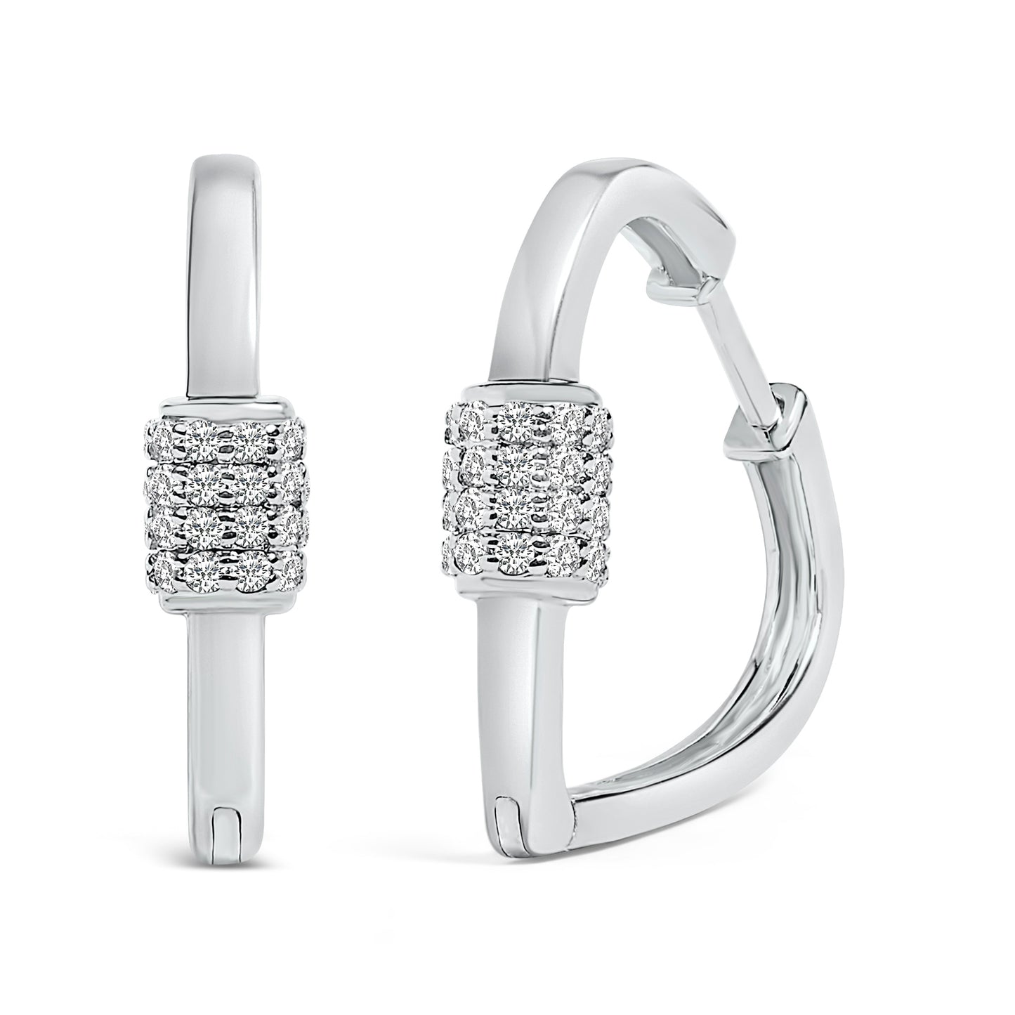 10K White Gold 3/8 Cttw Lab Grown Diamond Heart Shaped Huggie Hoop Earrings Bids.com