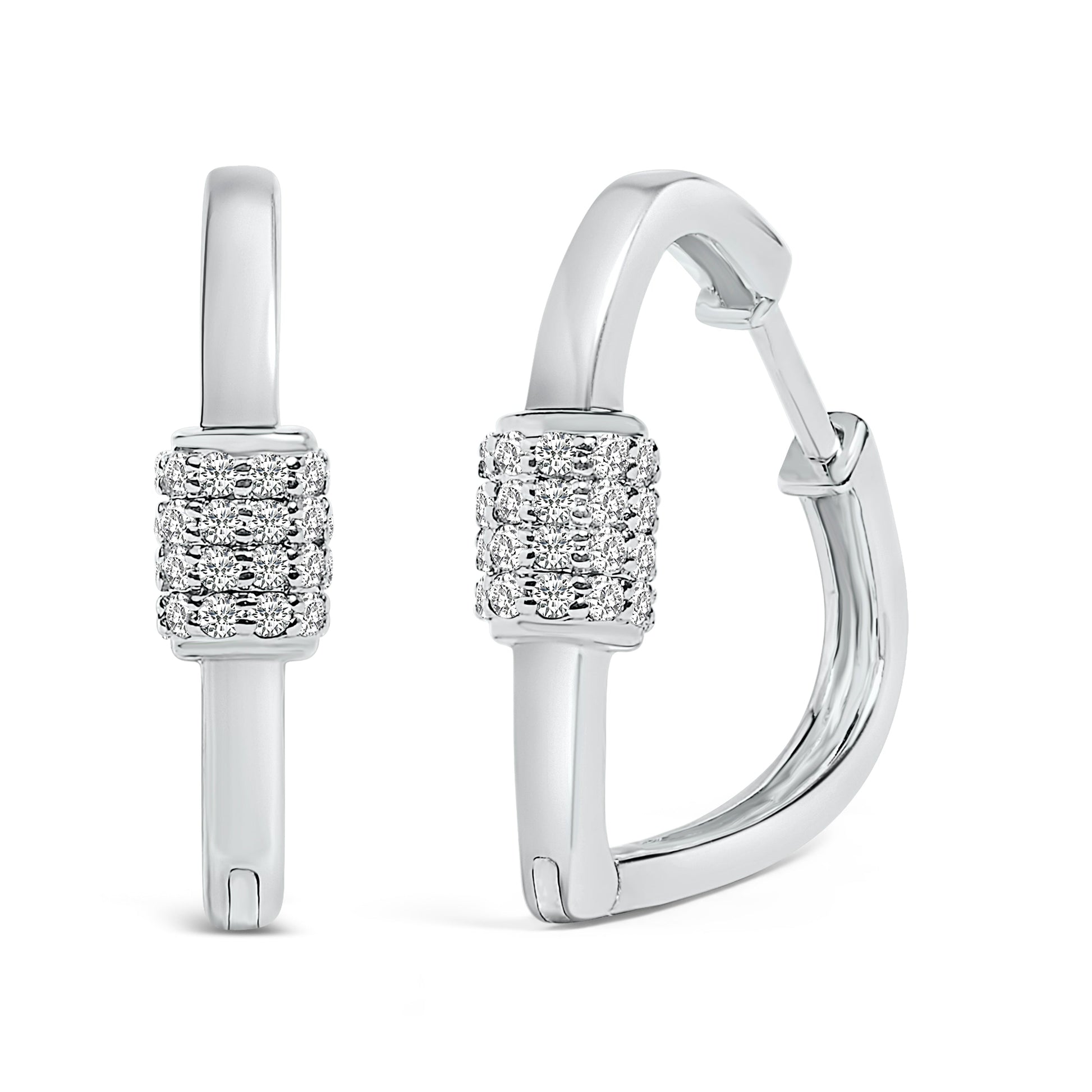 10K White Gold 3/8 Cttw Lab Grown Diamond Heart Shaped Huggie Hoop Earrings Bids.com