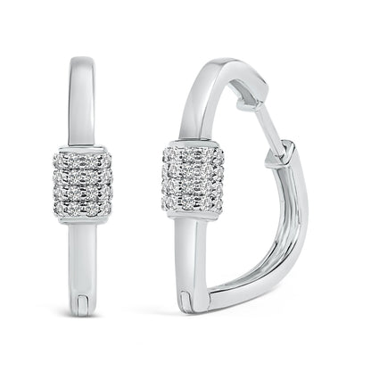 10K White Gold 3/8 Cttw Lab Grown Diamond Heart Shaped Huggie Hoop Earrings Bids.com