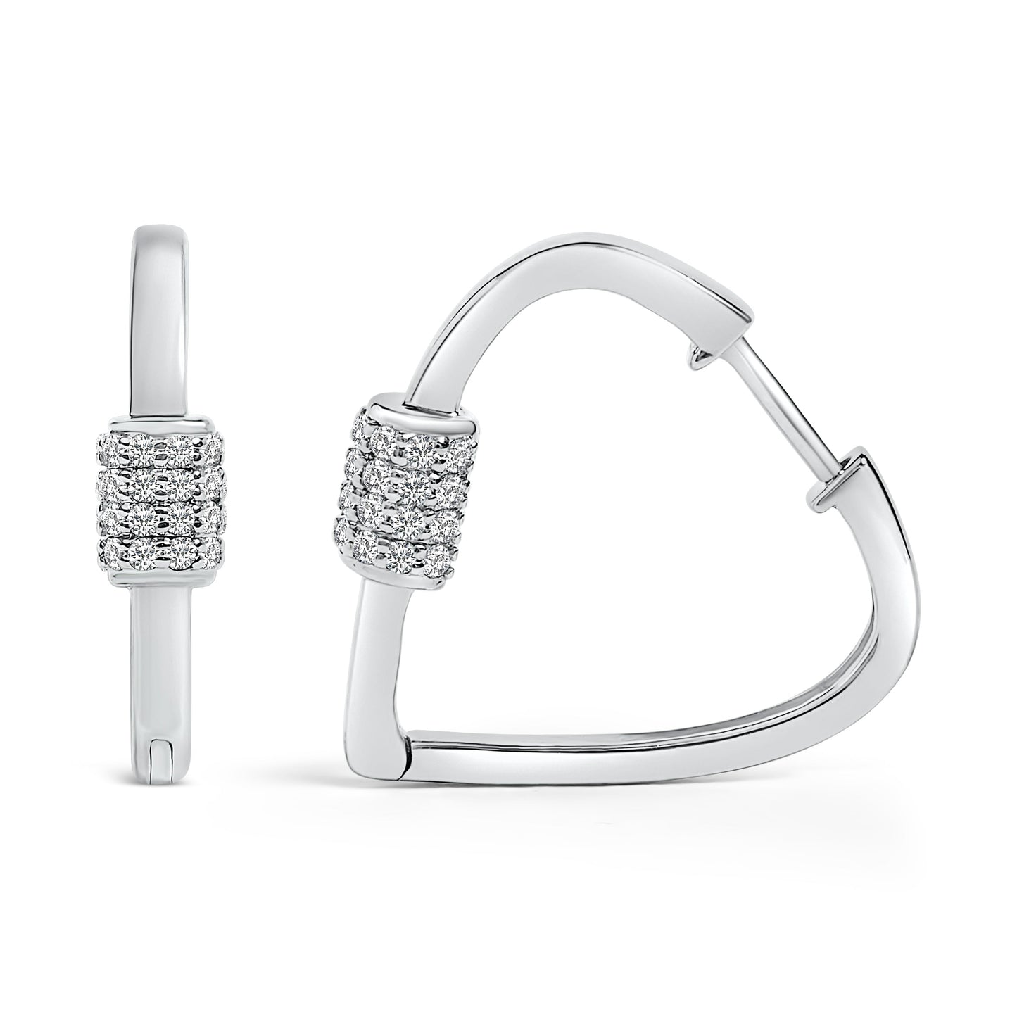 10K White Gold 3/8 Cttw Lab Grown Diamond Heart Shaped Huggie Hoop Earrings Bids.com