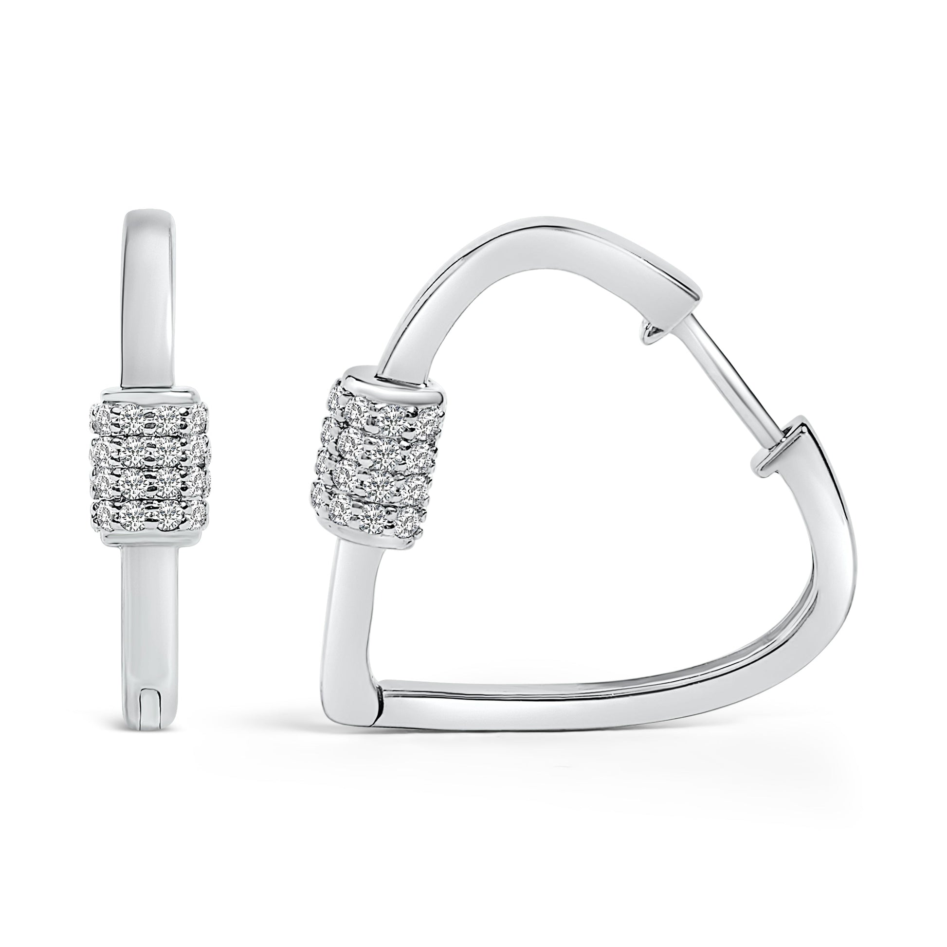 10K White Gold 3/8 Cttw Lab Grown Diamond Heart Shaped Huggie Hoop Earrings Bids.com