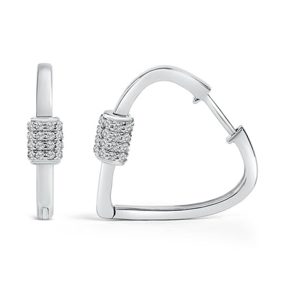 10K White Gold 3/8 Cttw Lab Grown Diamond Heart Shaped Huggie Hoop Earrings Bids.com