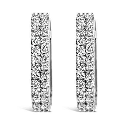 10K White Gold 1/4 Cttw Lab Grown Diamond Double Row Huggie Hoop Earrings Bids.com