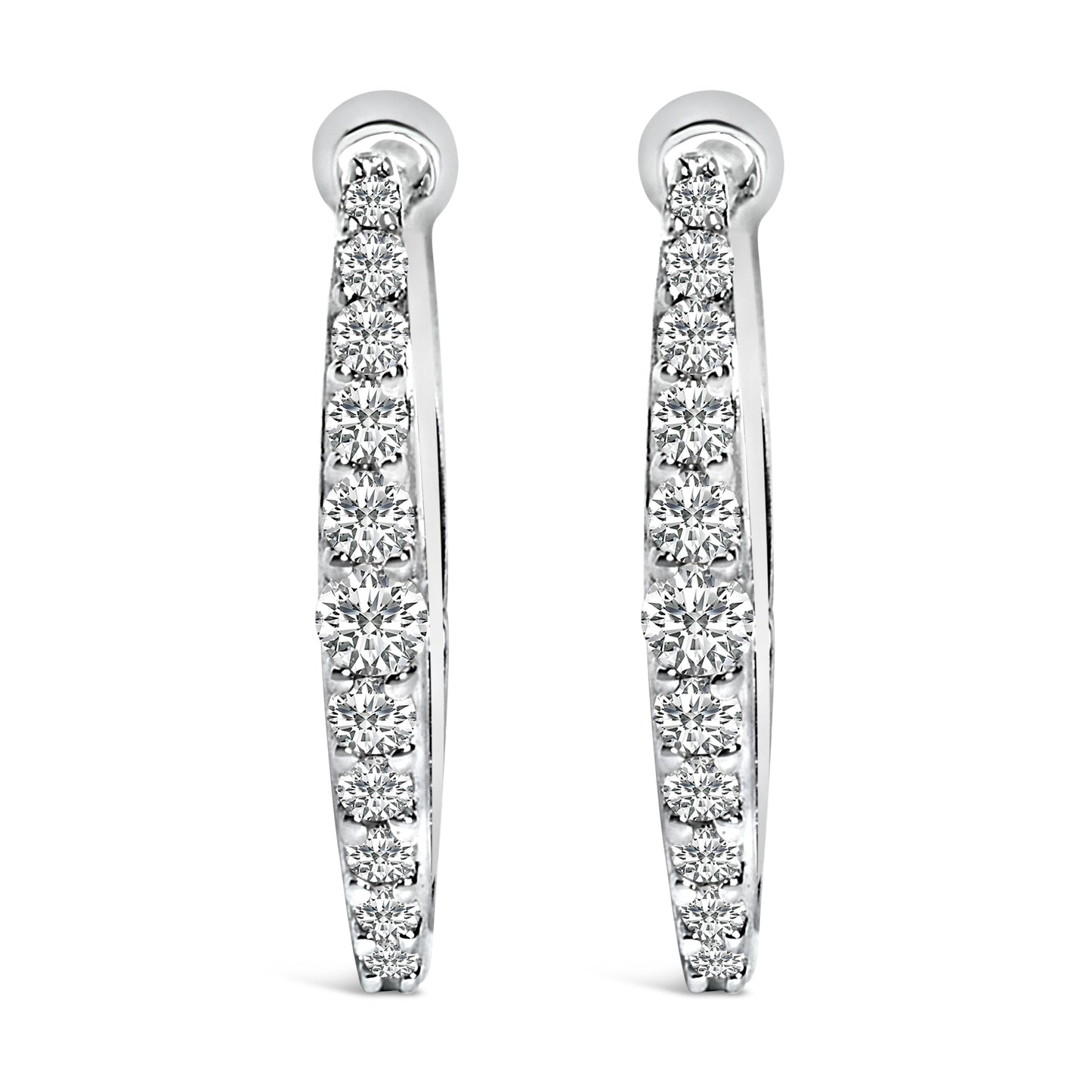 10K White Gold 1/4 Cttw Lab Grown Diamond Heart Shaped Huggy Hoop Earrings Bids.com