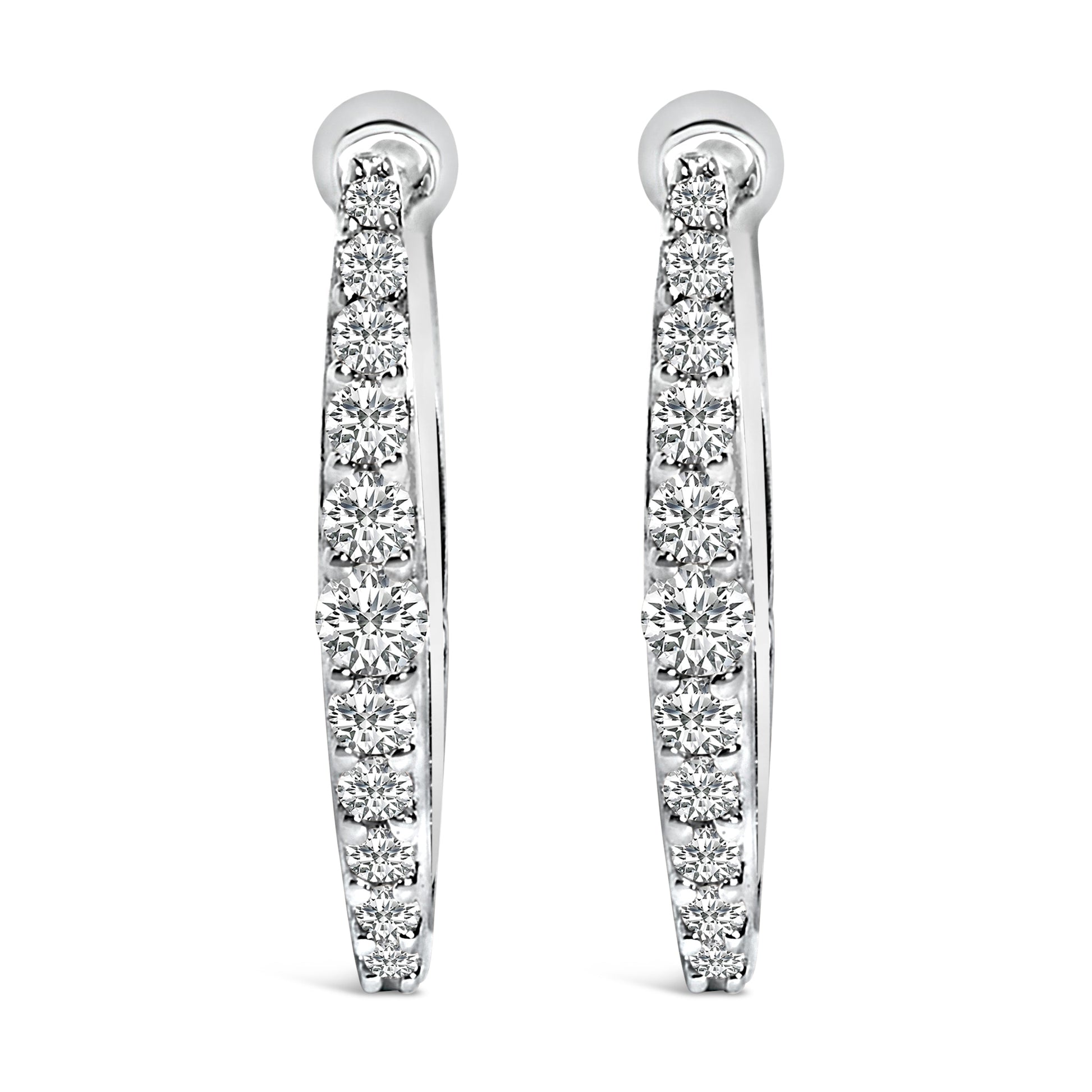 10K White Gold 1/4 Cttw Lab Grown Diamond Heart Shaped Huggy Hoop Earrings Bids.com