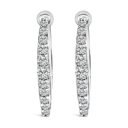 10K White Gold 1/4 Cttw Lab Grown Diamond Heart Shaped Huggy Hoop Earrings Bids.com