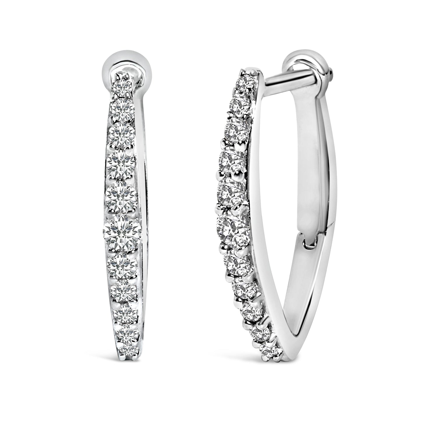 10K White Gold 1/4 Cttw Lab Grown Diamond Heart Shaped Huggy Hoop Earrings Bids.com
