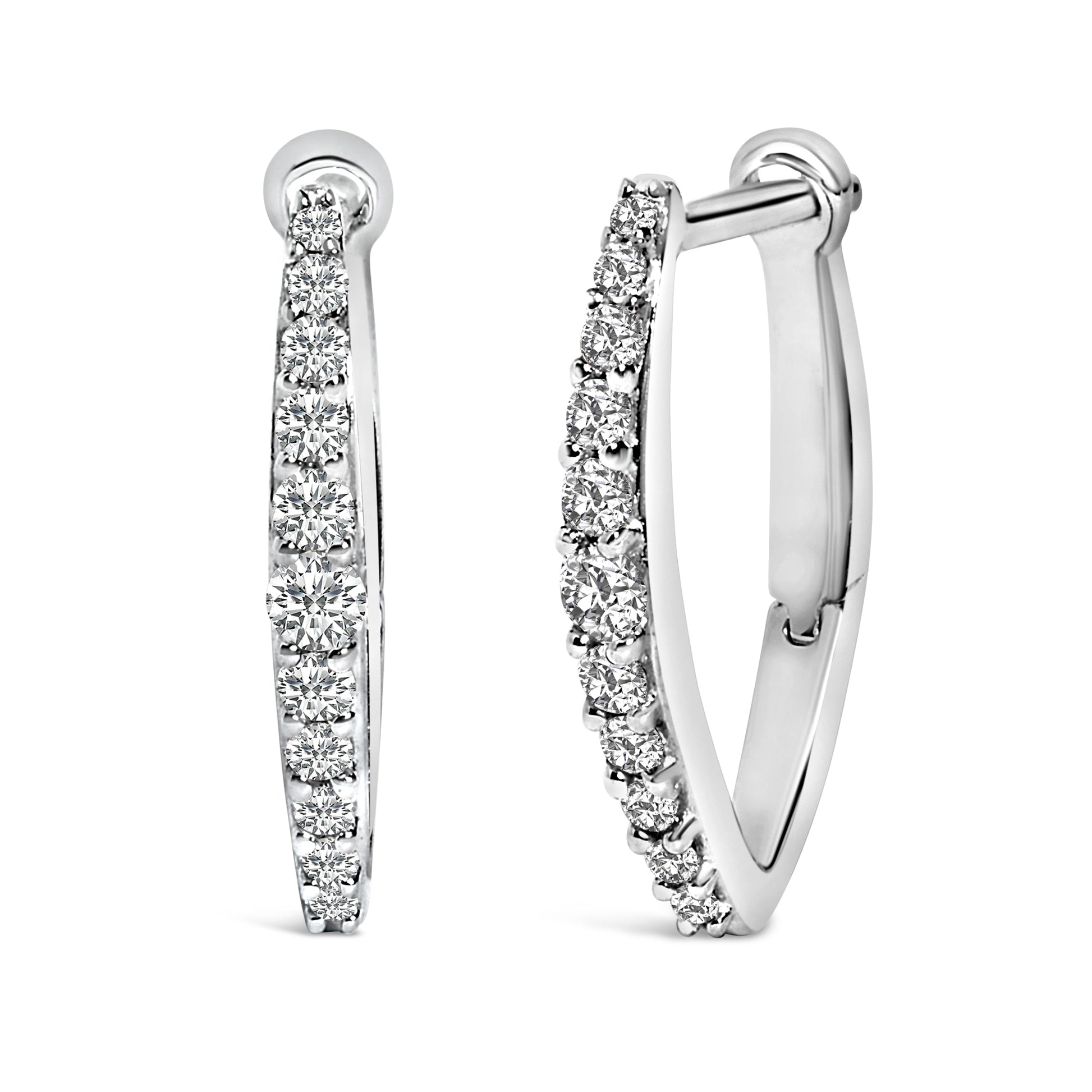 10K White Gold 1/4 Cttw Lab Grown Diamond Heart Shaped Huggy Hoop Earrings Bids.com
