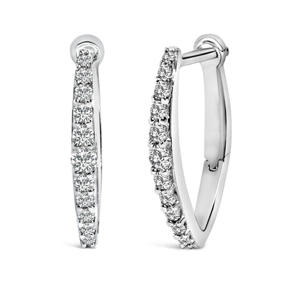 10K White Gold 1/4 Cttw Lab Grown Diamond Heart Shaped Huggy Hoop Earrings Bids.com