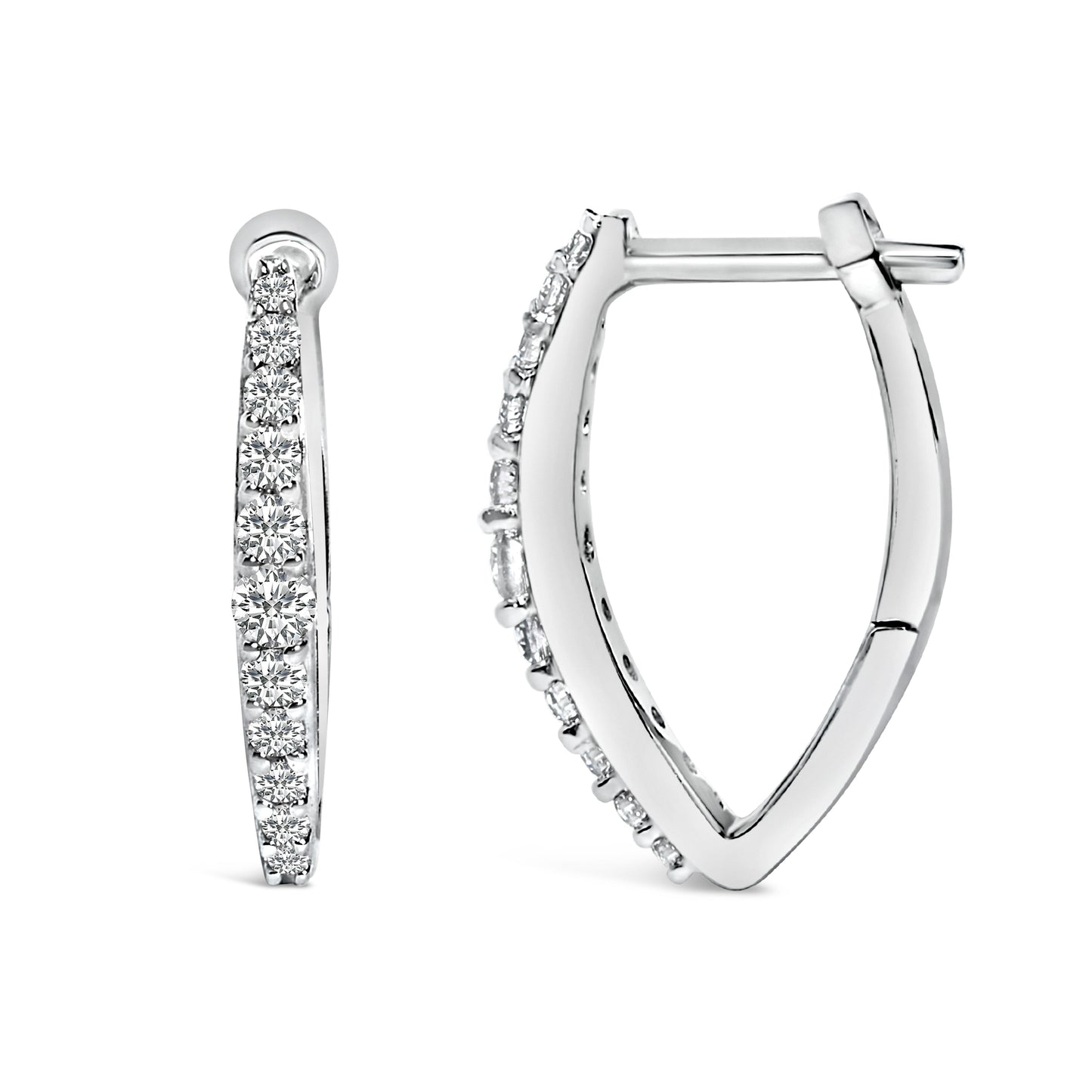 10K White Gold 1/4 Cttw Lab Grown Diamond Heart Shaped Huggy Hoop Earrings Bids.com
