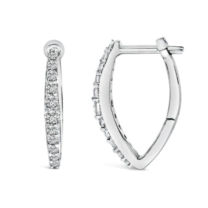 10K White Gold 1/4 Cttw Lab Grown Diamond Heart Shaped Huggy Hoop Earrings Bids.com