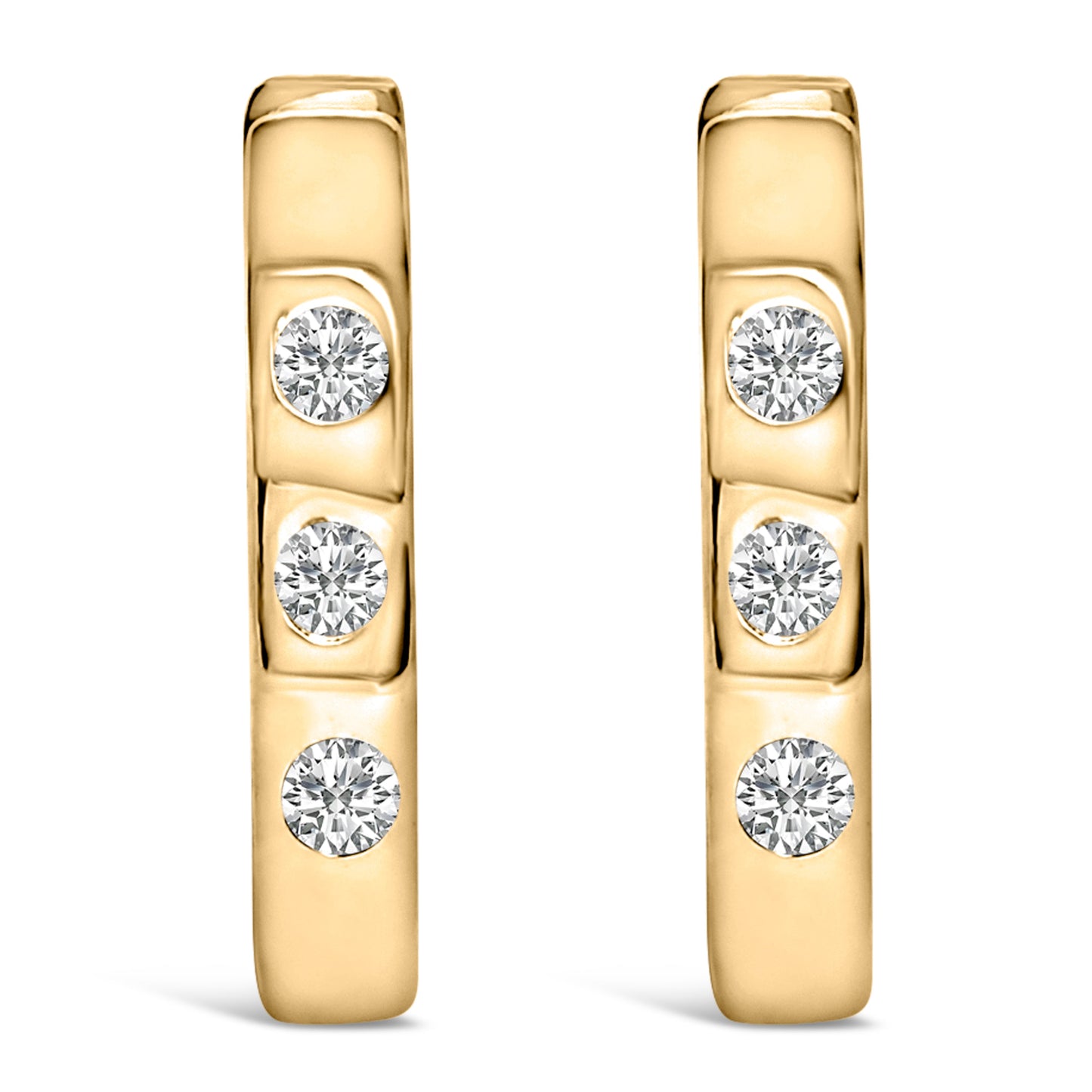 10K White Gold 1/10 Cttw Three Stone Lab Grown Diamond Oval Huggies Hoop Earrings Bids.com