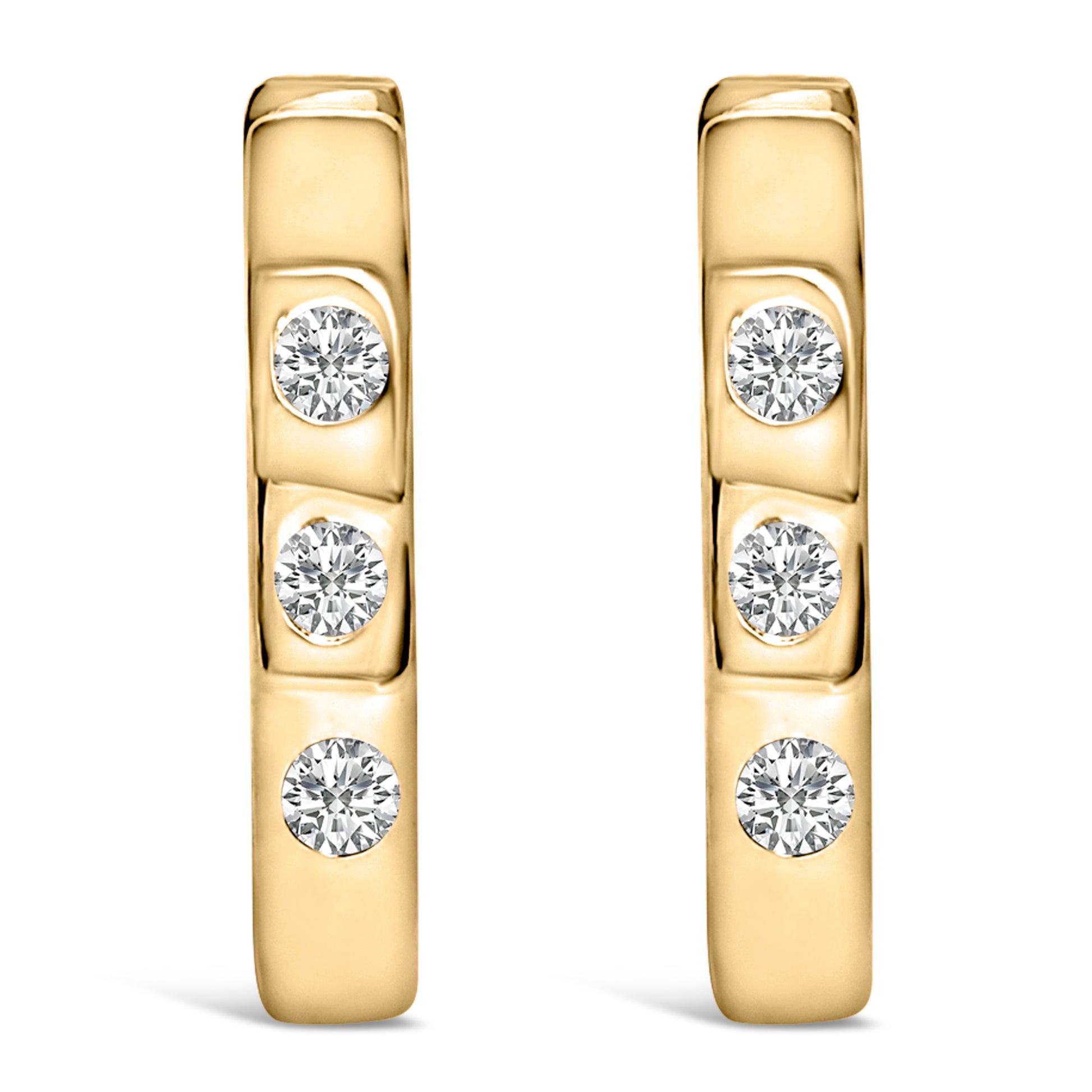 10K White Gold 1/10 Cttw Three Stone Lab Grown Diamond Oval Huggies Hoop Earrings Bids.com