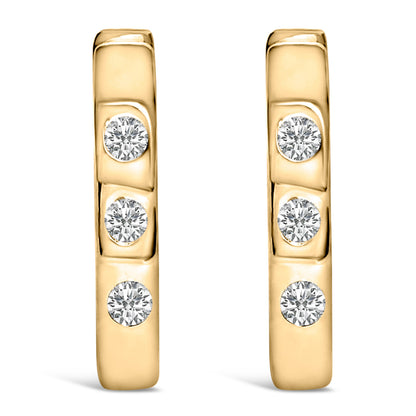 10K White Gold 1/10 Cttw Three Stone Lab Grown Diamond Oval Huggies Hoop Earrings Bids.com