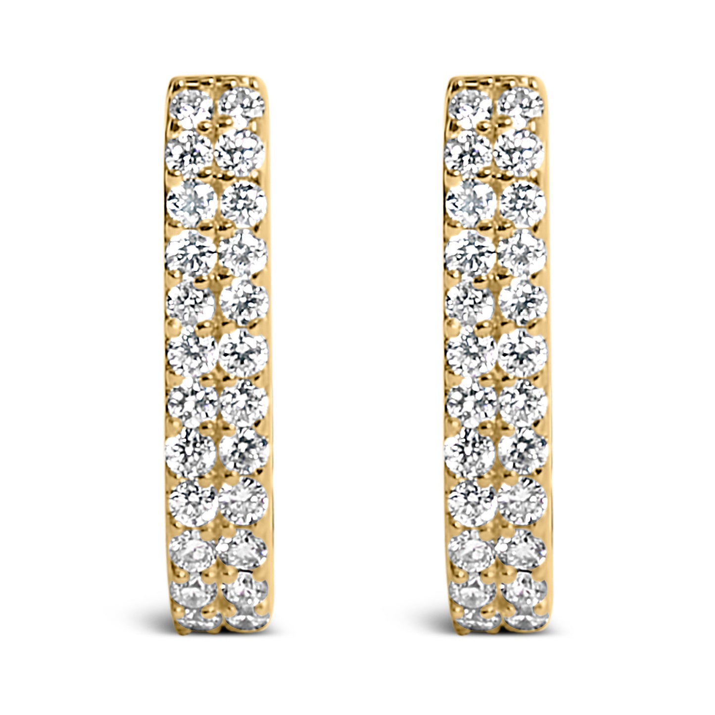10K White Gold 1/4 Cttw Lab Grown Diamond Double Row Huggie Hoop Earrings Bids.com