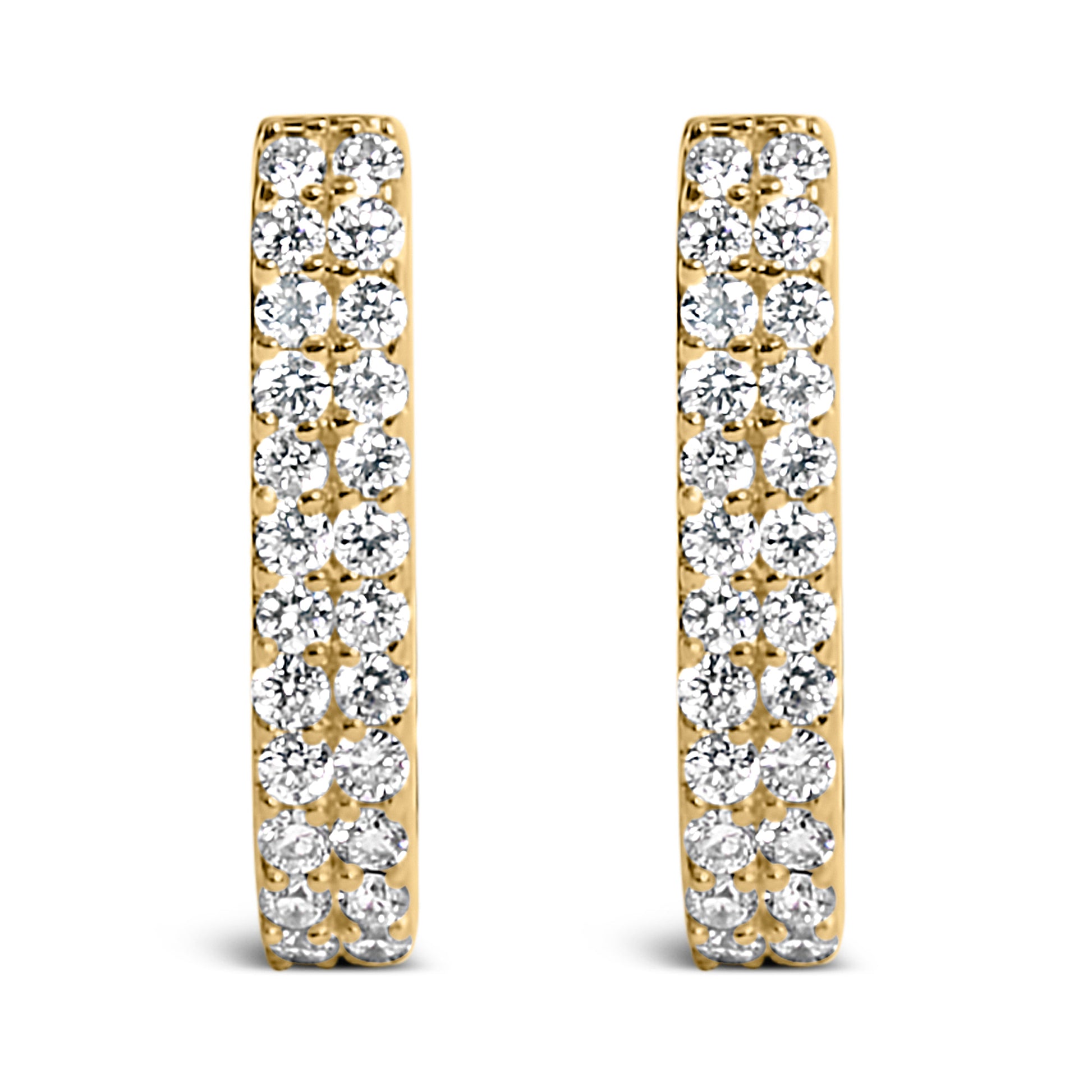 10K White Gold 1/4 Cttw Lab Grown Diamond Double Row Huggie Hoop Earrings Bids.com