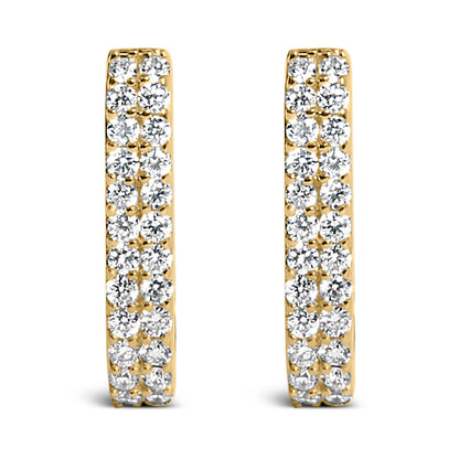 10K White Gold 1/4 Cttw Lab Grown Diamond Double Row Huggie Hoop Earrings Bids.com