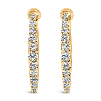 10K White Gold 1/4 Cttw Lab Grown Diamond Heart Shaped Huggy Hoop Earrings Bids.com