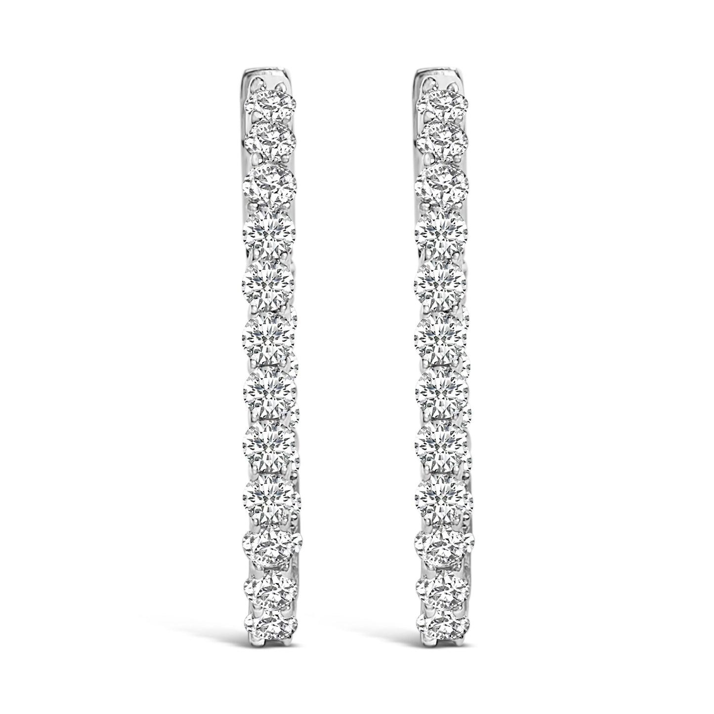 14K White Gold 1.0 Cttw Oval Lab Grown Diamond Hoop Earrings Bids.com